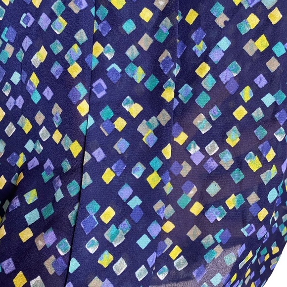 Tahari Arthur S Levine Abstract Geometric Print Blue Green Sleeveless Blouse M - Picture 4 of 16